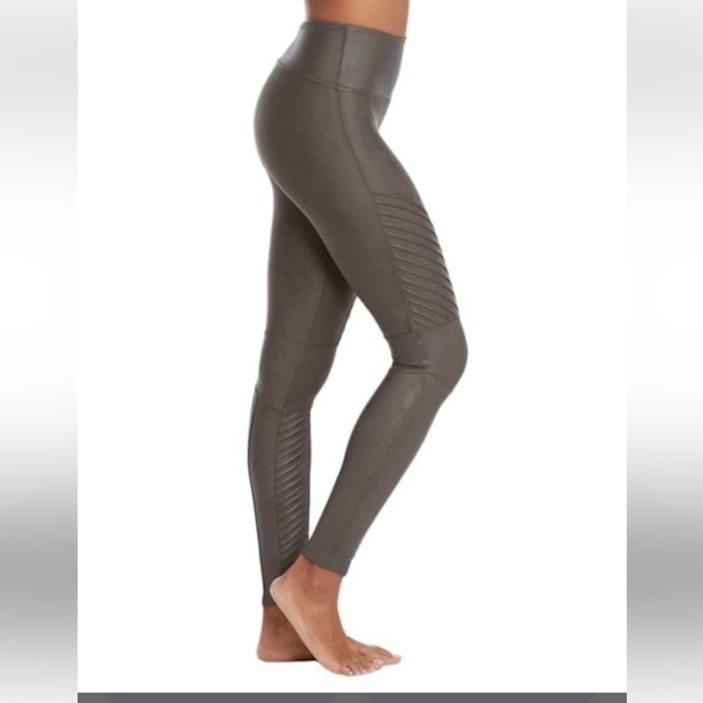 Spanx Faux Leather Moto Leggings gray medium